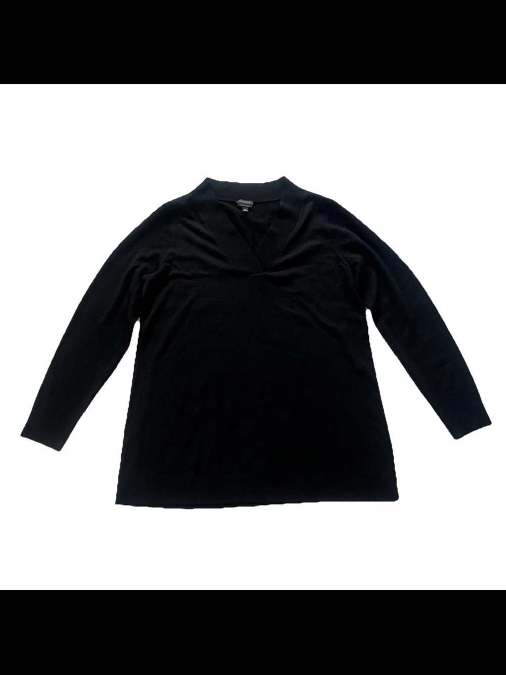 Talbots Pure Merino Wool V-Neck Sweater Womens M Black Classic Quiet Luxury